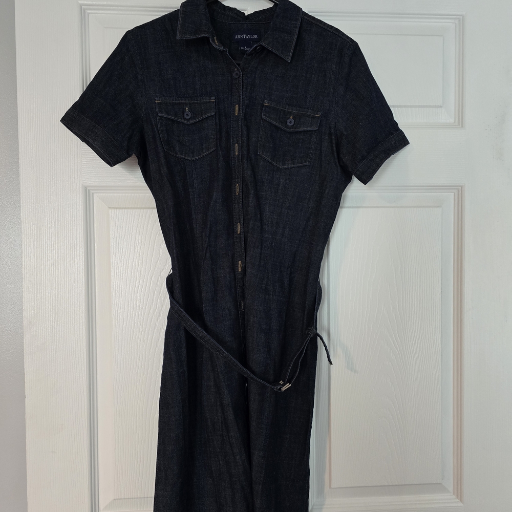 Ann Taylor Navy Denim Shirt Dress